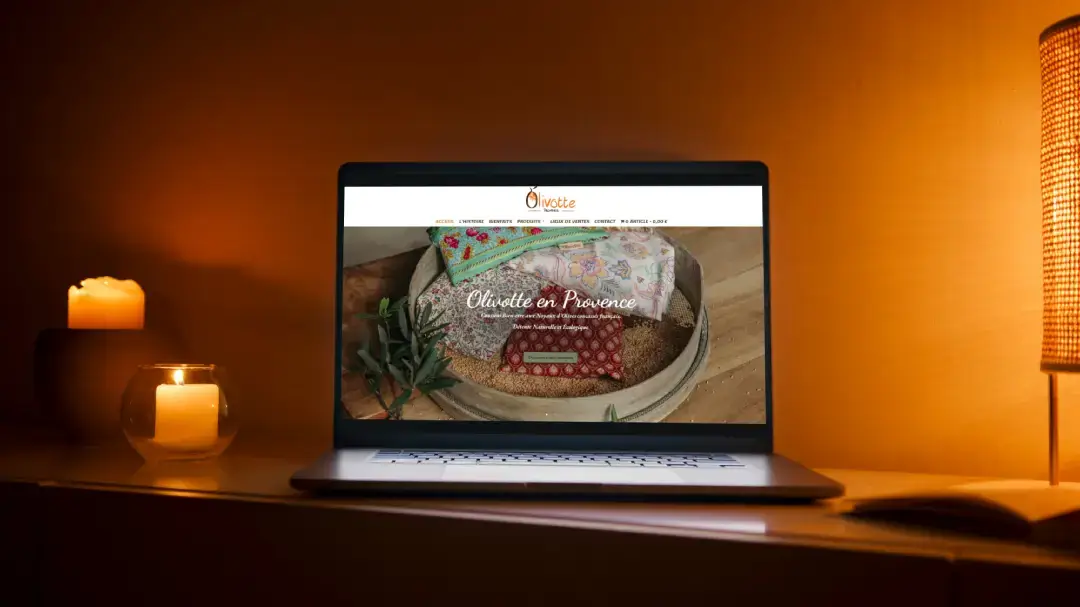 Mockup de la page d'accueil de Olivotte